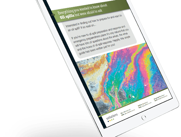 Soilutions oil spill ebook on a tablet