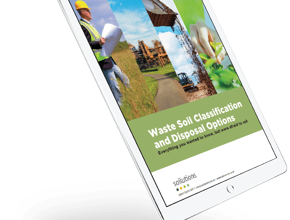 Soilutions Waste Soil Classification and Disposal Options eBook on a tablet